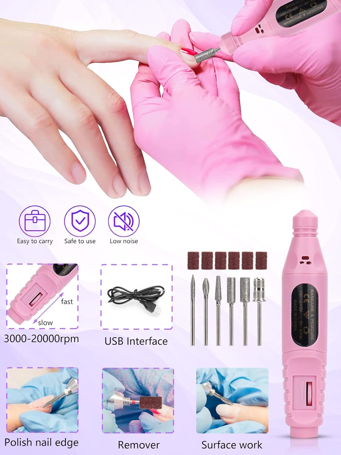Quaferen Professional Acrylic Nail Kit for Beginners - 42 Colors Glitter Powder, Liquid, UV Light, Drill, Practice Finger Nail Bag Organizer Case