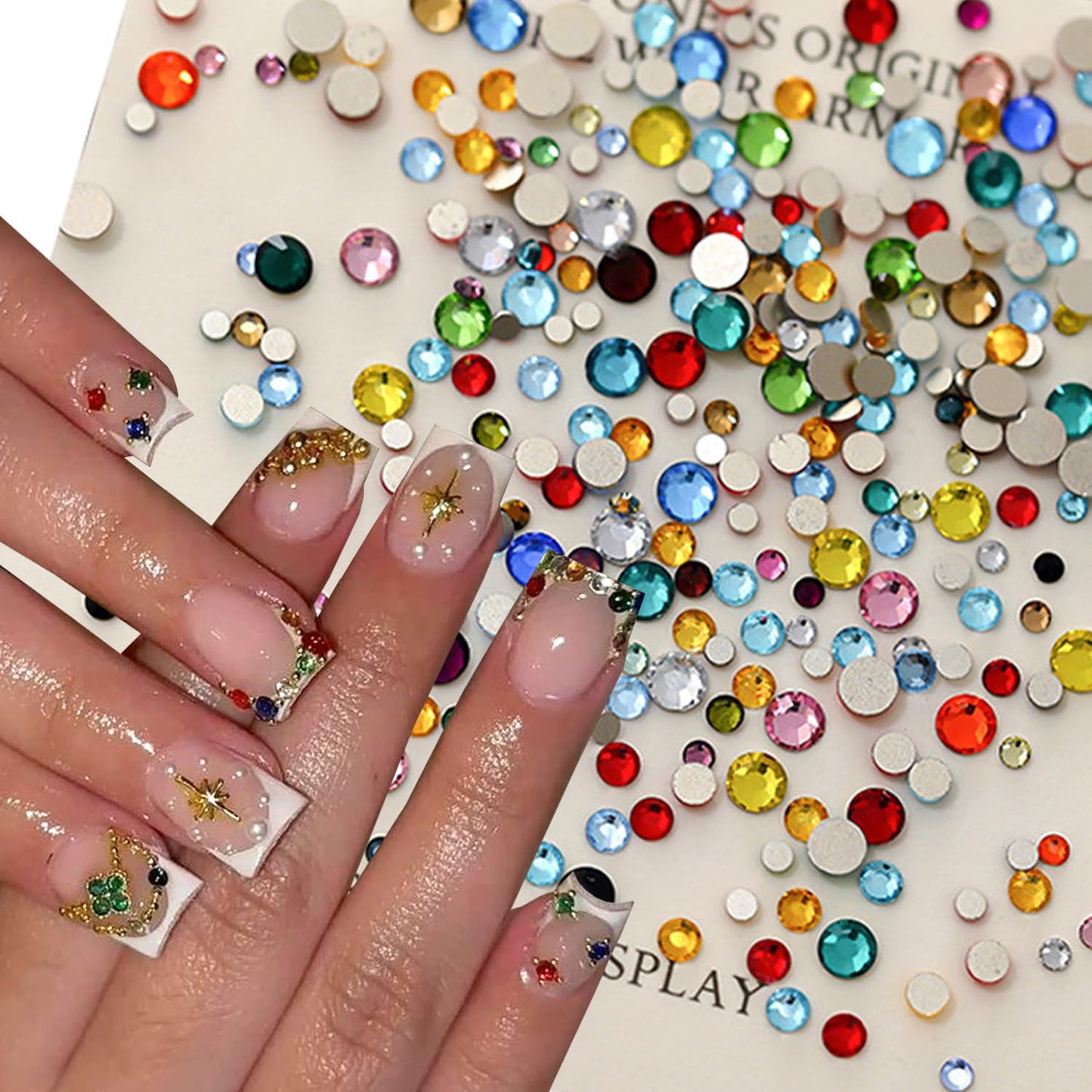 Colorful Rhinestones Nail Art Charm 3D Mini Small Diamond Flat Back Nail Charm Rhinestones Rounded Nail Diamonds Crystal Flatback Nail Gems Bling Nail Jewelry Manicure Decoration Accessories 1440Pcs