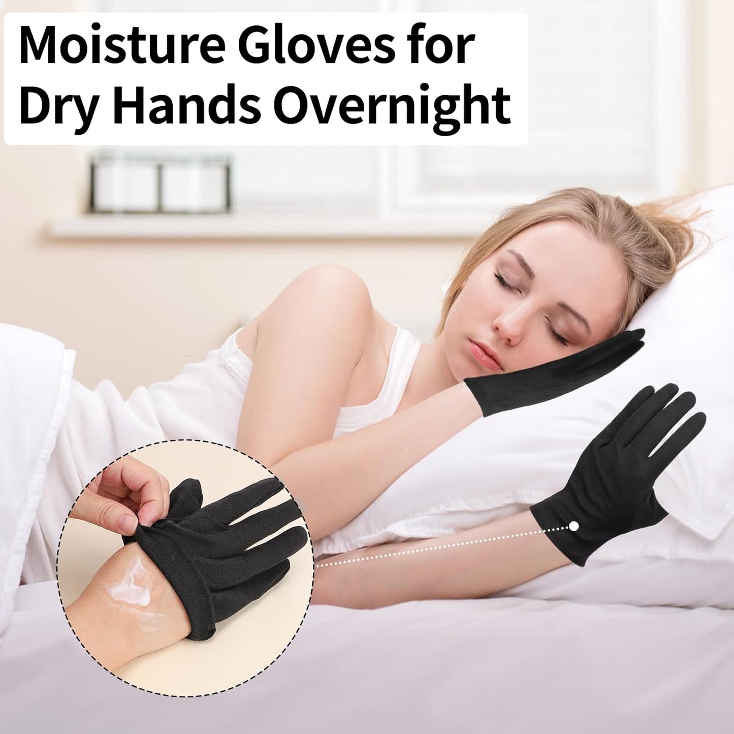 Touch Screen Gloves, Black Gloves Men and Women Moisturizing Gloves, 10 Pairs Black Cotton Gloves for Dry Hands Sleeping, Black Work Gloves for Photography, Jewelry, Coin Handling, Small