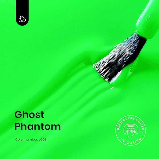 Beetles Halloween Green Gel Nail Polish, Bright Green Gel Polish Ghost Phantom Soak Off Uv LED Nail Lamp Manicure Salon Gift for Women 0.3Oz