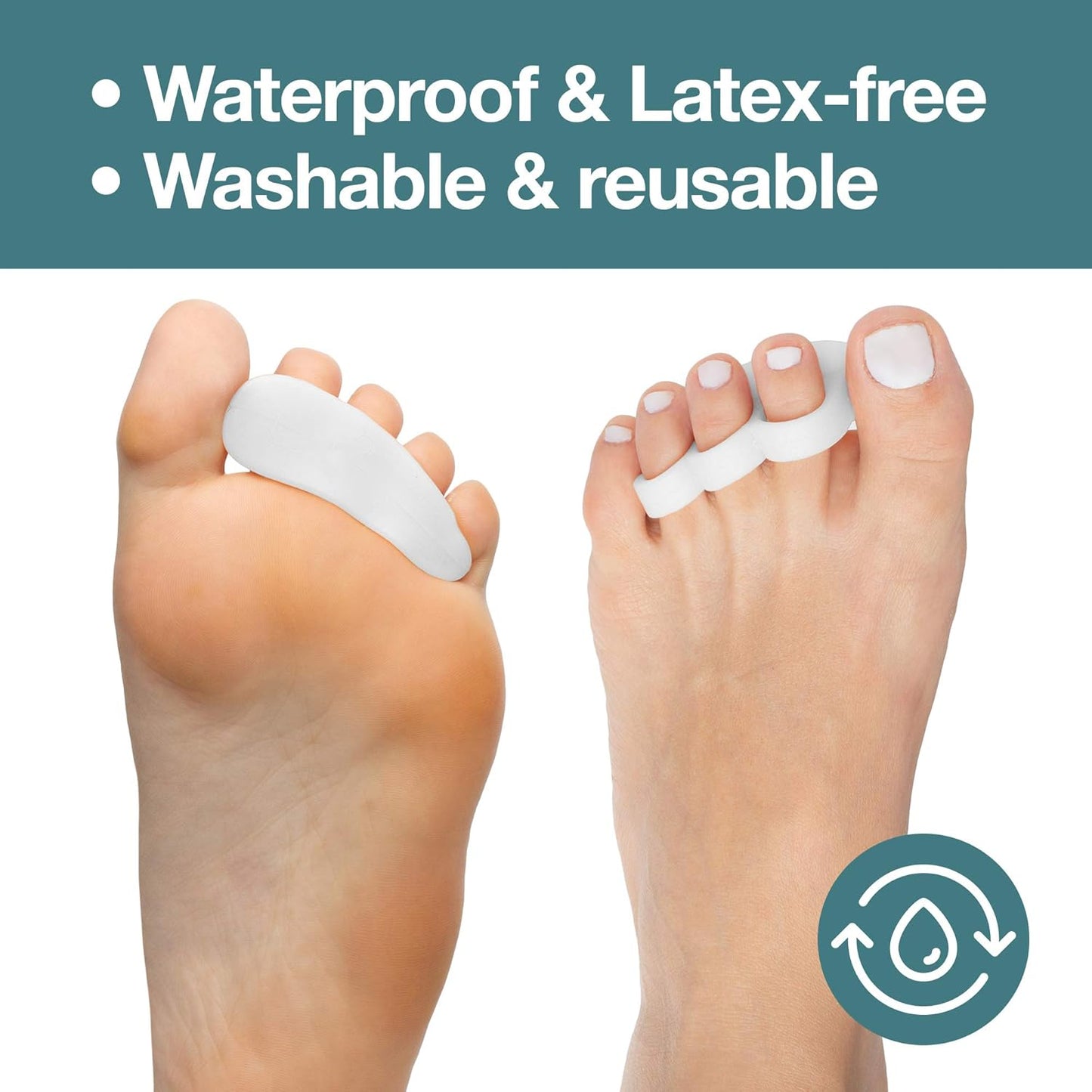 ZenToes Hammer Toe Corrector for Women & Men | Triple Loop Gel Toe Spacers & Separators | Realign Bent, Crooked, Curled, Claw, Hammertoes | Soft Support for Straightening | 4 Pack, White