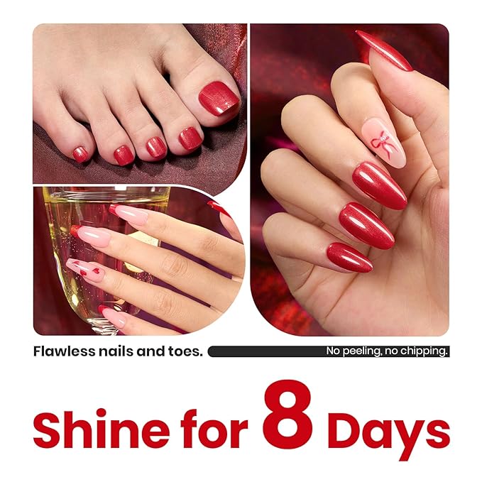Beetles Red Nail Polish 15ML Quick Dry Glitter Fingernail Polish 4th of July DIY Salon Christmas for Women