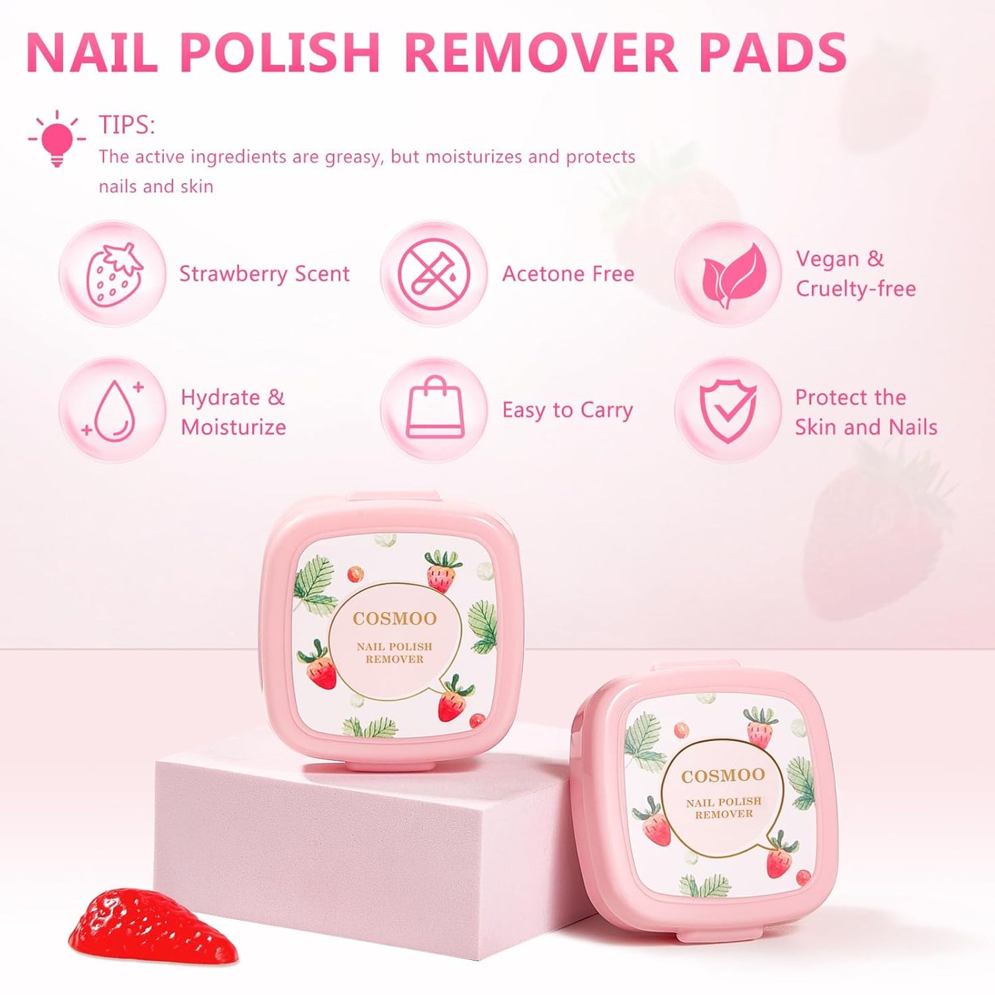 80PCS Nail Polish Remover Pads in Box, Easy to Carry Removal Lint Free Nail Polish Wipes for Natural Air-dried Water/Oil Based Nail Polish Wipe Pads (80pcs)