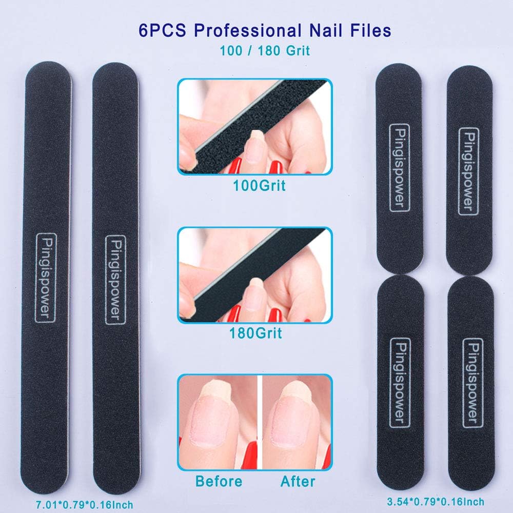 Nail Files and Buffers, 20PCS Professional Nail File & Nail Polishing Buffer Block for Natural Nails, 100/180 & 600/3000 Grit Reusable Manicure Kit for Women, Travel Home and Salon