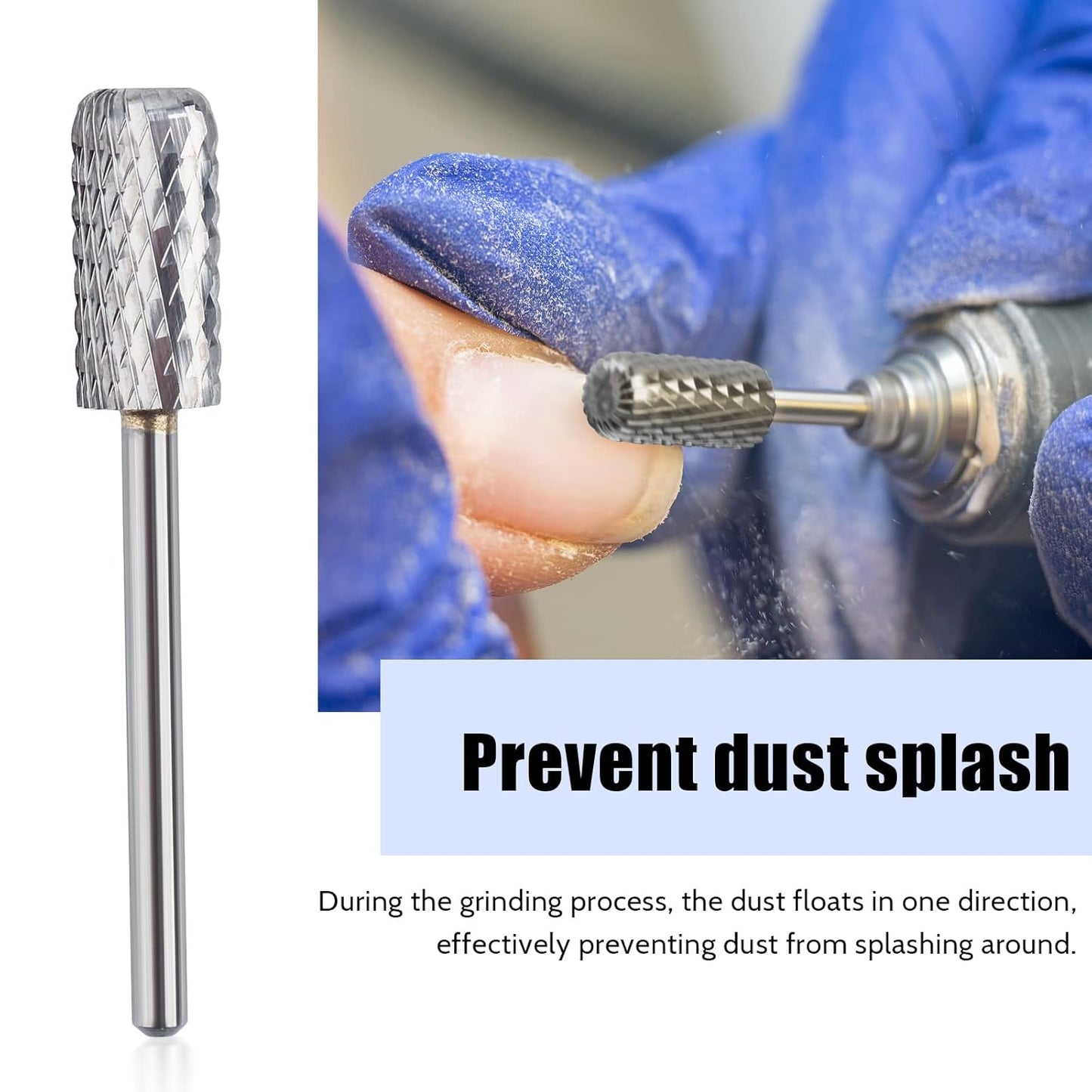 QUNZHAO Nail Drill Bits Dust Droof Bit Tungsten Steel Fast Remove Acrylic or Hard Gel 3/32" Shank - Manicure, Nail Art, Drill Machine Accessories (Extra Coarse-XC, Silver)
