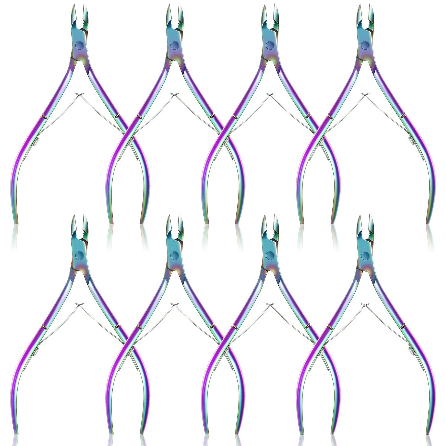 8 Pieces Cuticle Trimmer Stainless Steel Cuticle Nippers Pointed Blade Dead Skin Cutter Clipper Remover Scissors Manicure Tools for Fingernails and Toenails(Vivid Color)
