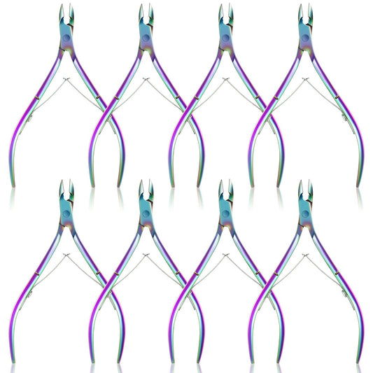 8 Pieces Cuticle Trimmer Stainless Steel Cuticle Nippers Pointed Blade Dead Skin Cutter Clipper Remover Scissors Manicure Tools for Fingernails and Toenails(Vivid Color)