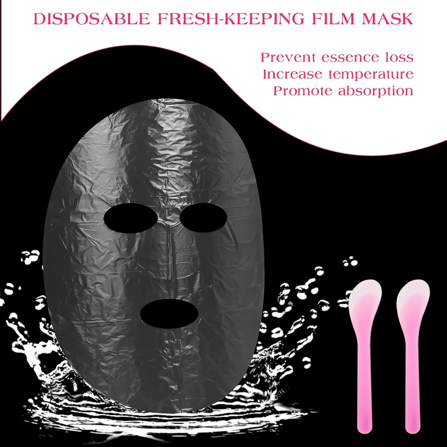 200 Sheets Plastic Face Mask, Disposable Face Mask Facial Mask Set Spatula Transparent Moisturizing Face Mask Disposable Face Thin Facial Plastic Wrap Retention for Skin Care & DIY Spa Mask