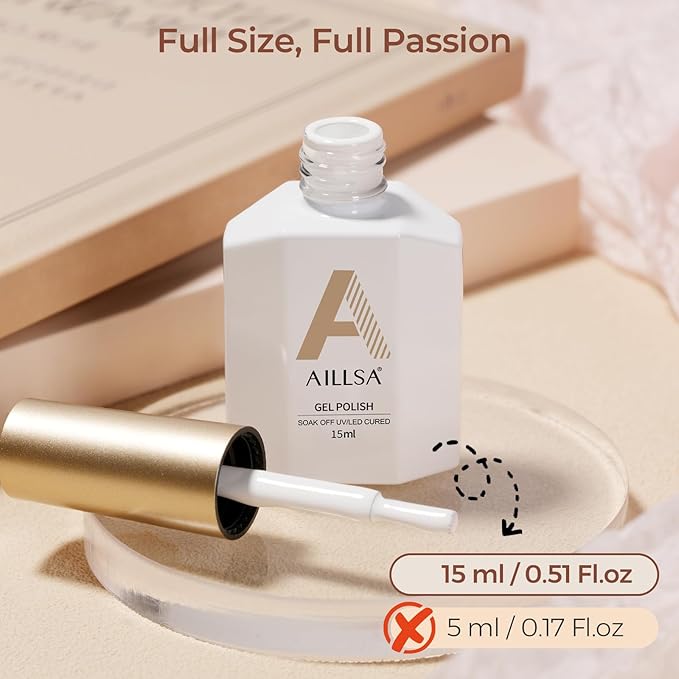 AILLSA Gel Nail Polish 15ML White Gel Nail Polish for French Gels Long Lasting Soak Off U V Gels Nails French Manicure Nail Art & Home Salon 0.51 Fl Oz