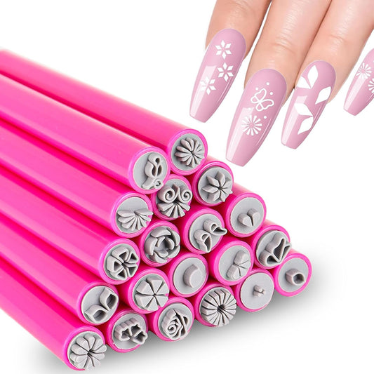 20PCS Nail Art Stamp Stamps Pen, Flower Stamper Pen for Women Girls, DIY Kit for Nail Art with Various Patterns