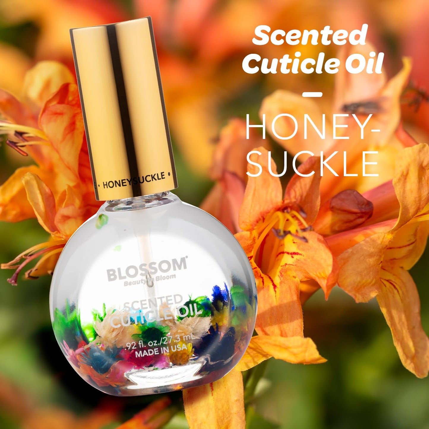 Blossom Cuticle Oil for Nails, Hydrating, Moisturizing, Scented Nail Oil Cuticle Care, Infused with Real Flowers, Made in USA, 0.92 fl. oz, Honeysuckle