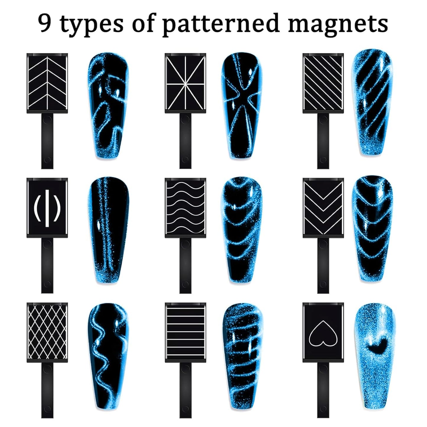 38 PCS Cat Eye Magnet For Nails Cat Eye Gel Nail Polish Magnet 3 IN 1 Cat Eye Magnetic Nail Polish Wand Multifunctional Nail Art Magnet Manicure Design Tools DIY Salon Accessories