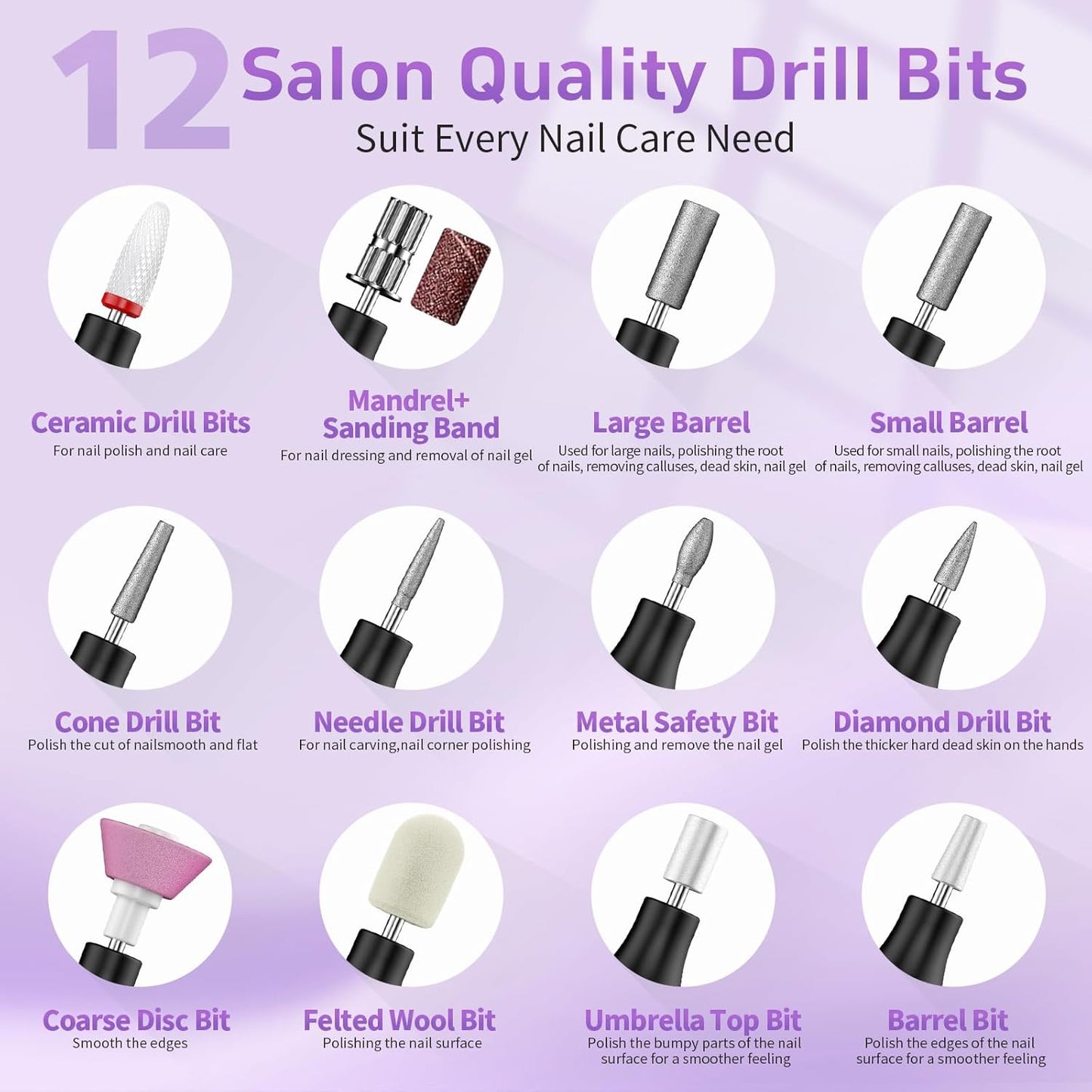 Electric Nail Drill Cordless Nail File with UV Lamp:Professional for Acrylic Gel Dip Powder Nails Portable Nail Kit Machine for Women Girl Manicure Pedicure Nail Set Rechargeable Lightweight