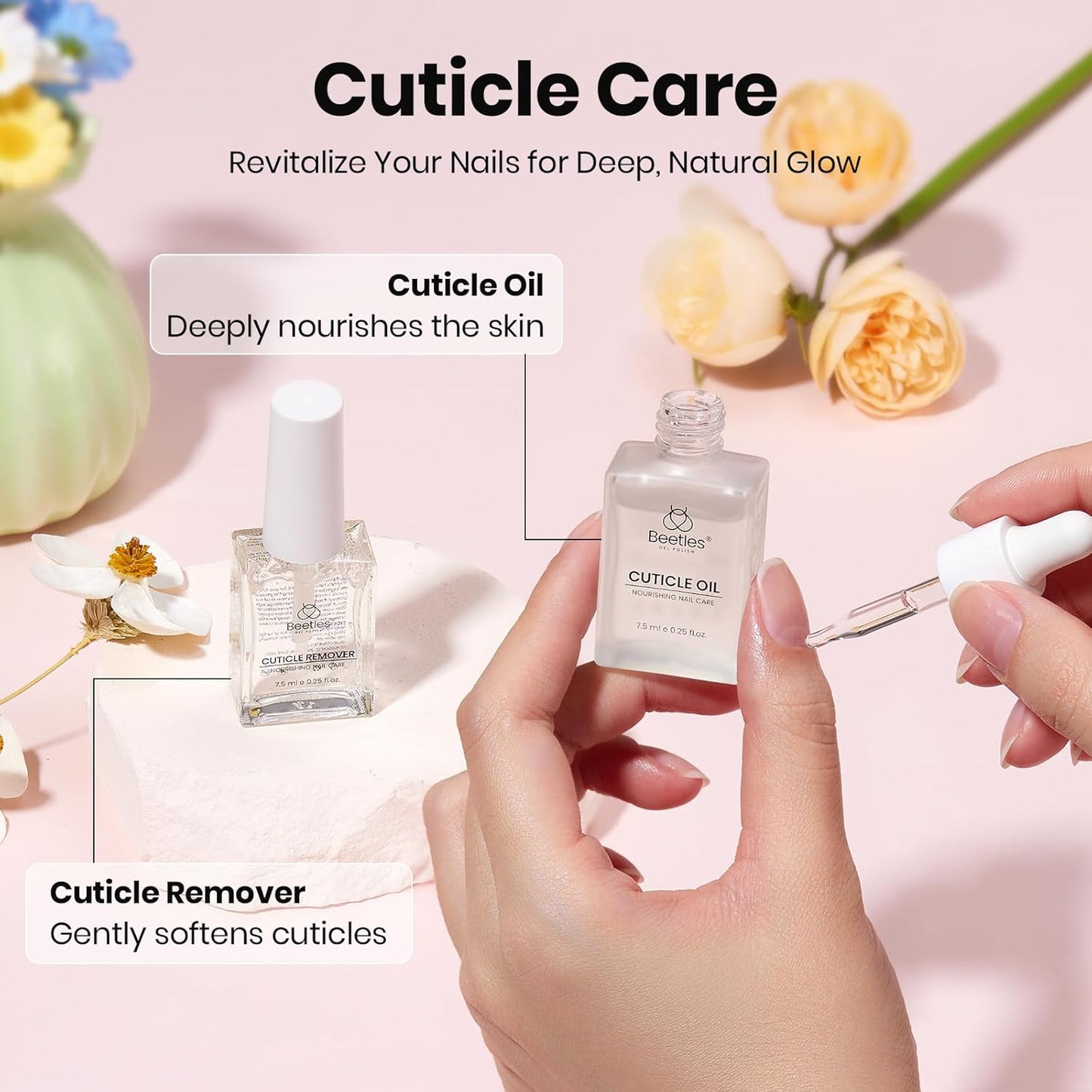 Beetles Cuticle Oil Cuticle Remover Nail Kit with Glass Nail Files Double Side Nails Prep Kit Cuticles Pusher Dual End Cuticles Remover Set Nails Clippers Dust Brush Manicure Set with Storage Pouch