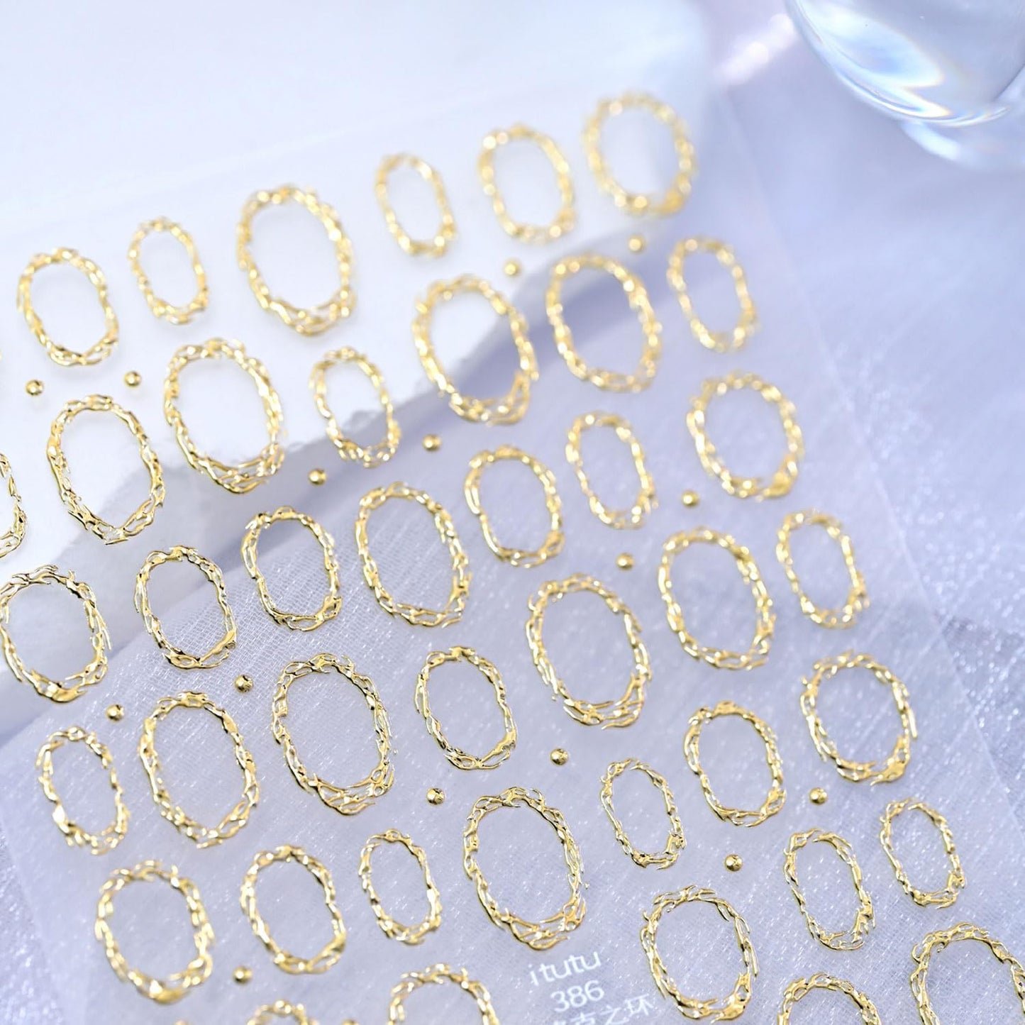 Gold Nail Art Stickers 5D Embossed Nail Stickers Circle Hollow Nail Decals Geometric Frames for Nails Designs Self-Adhesive Nail Art Supplies for Women Girls Summer DIY Manicure