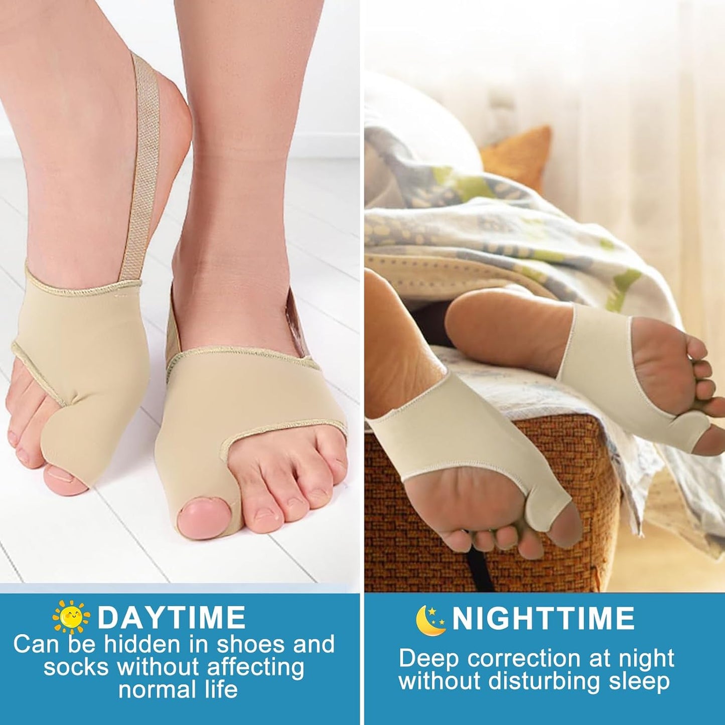 Bunion Corrector Sleeve for Women & Men - Big Toe Spacers with Foot Bunion Pads,Hallux Valgus Support & Discomfort Relief - Flexible Breathable Bunions Sleeve Socks for Day and Night Use (M)