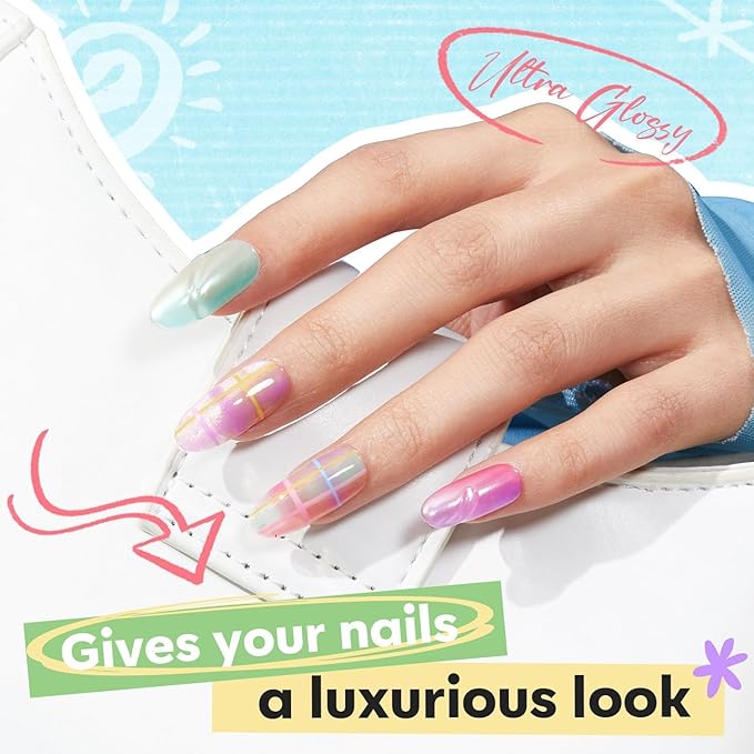 modelones Nail Polish Set, 6 Colors Jelly Nail Polish Kit Sheer Nude Pastel Pink Yellow Lavender Purple Baby Blue Mint Green Glitter Fingernail Polish 2025 Gifts for Women Salon DIY