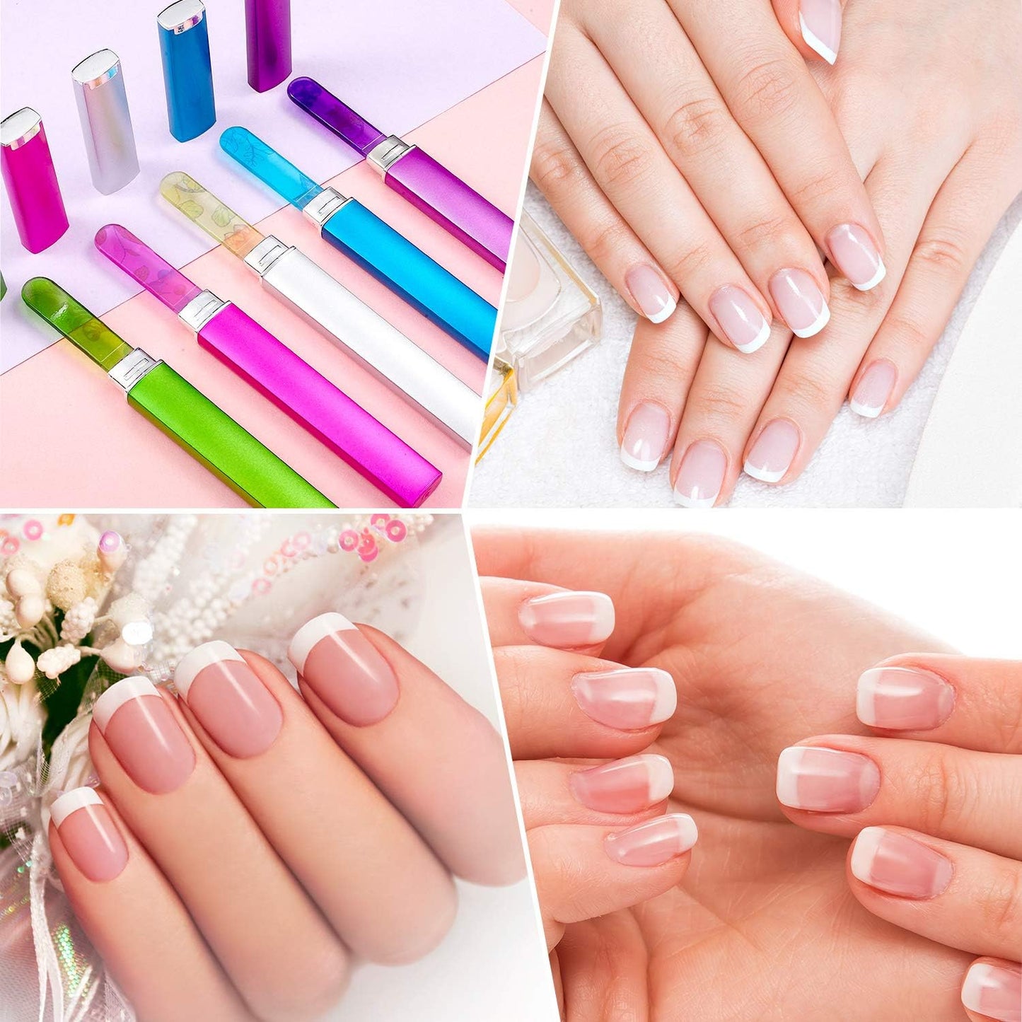 Mudder 5 Pack Glass Nail File with Case for Women Double Sided Crystal Fingernail File for Natural Nails Manicure Care Christmas Stocking Stuffers Gifts(Classic Pattern)