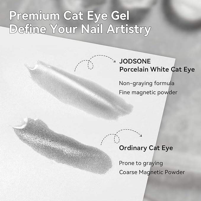 JODSONE Cat Eye Gel Nail Polish - 16.5ml Porcelain Silvery Moonlight Glassy Holographic Cat Eye Gel Nail Polish with Magnet Soak Off Need LED/U V Light Nail Art DIY Salon Gift