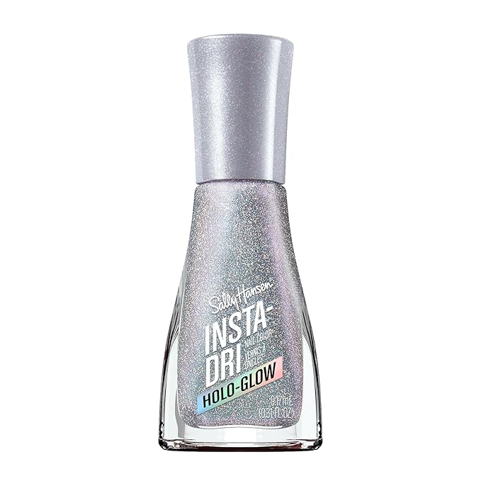 Sally Hansen Insta-Dri Holo-Glow Nail Polish | Quick Dry, Long Lasting, Streak-Free Shine | Semi-Opaque, Shimmer | 103 Euphoric | Holographic Gray Nail Color