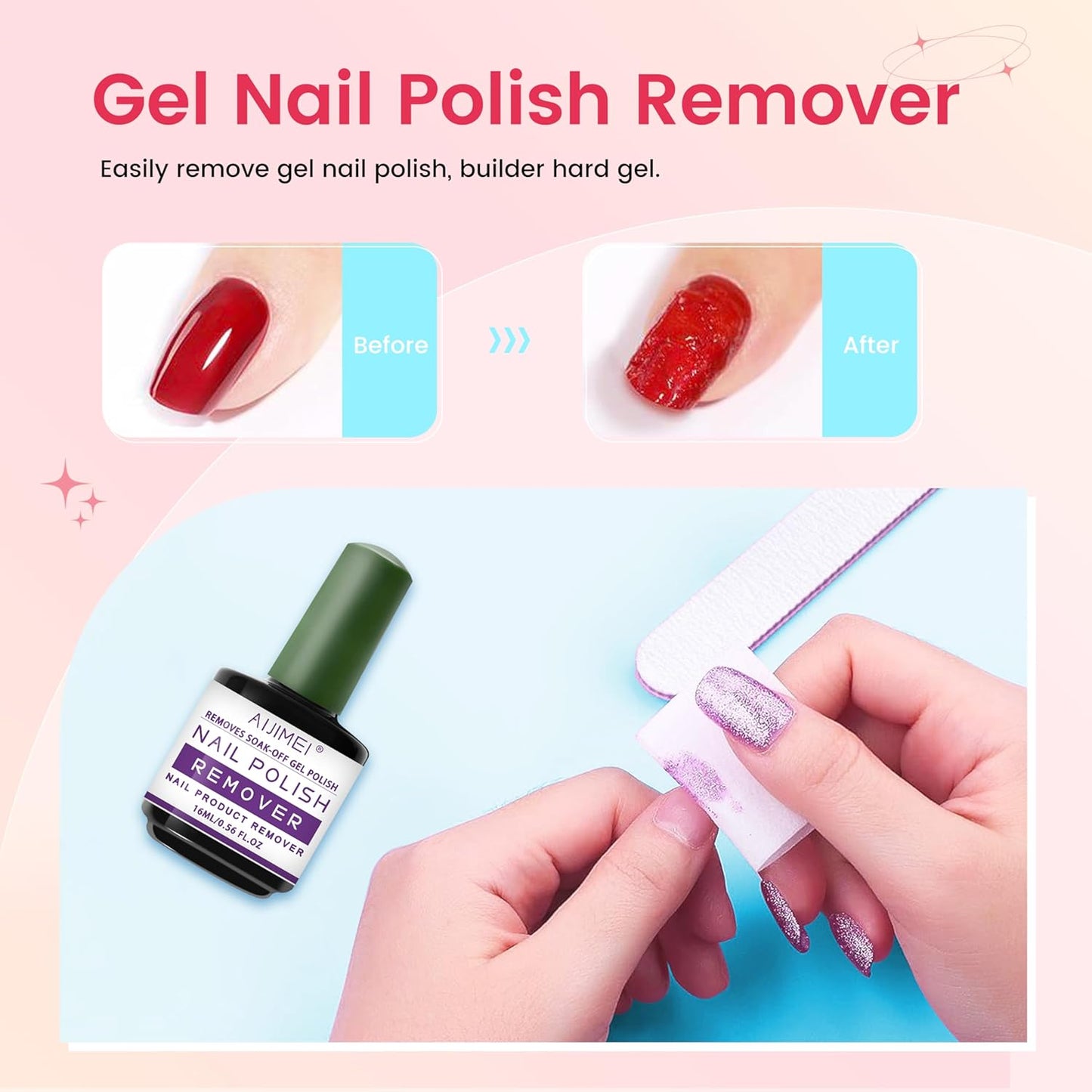 AIJIMEI 2Fl.Oz Spray Nail Glue Remover Set 60ml- GlueRemover for Press on Nails Quickly Remove NailGlue Gel with Nail Crystal Rod, Gel NailPolish Remover for Use in Salon