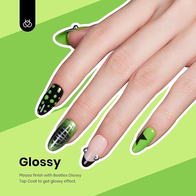beetles Gel Polish Forest Green - 15ml Lime Green Color Gel Polish Solid Neon Color Soak Off LED UV Manicure Art Design Salon Home DIY for Women & Girls