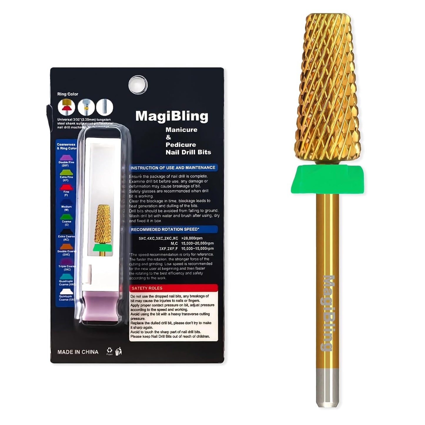 Super Cut Tapered Barrel Nail Drill Bits, 3/32'' Professional Tungsten Carbide Bits, Remove Hard Gel Fast, Right Hand, Suitable for Long Acrylic Nails Gel Polishing, Coarse.