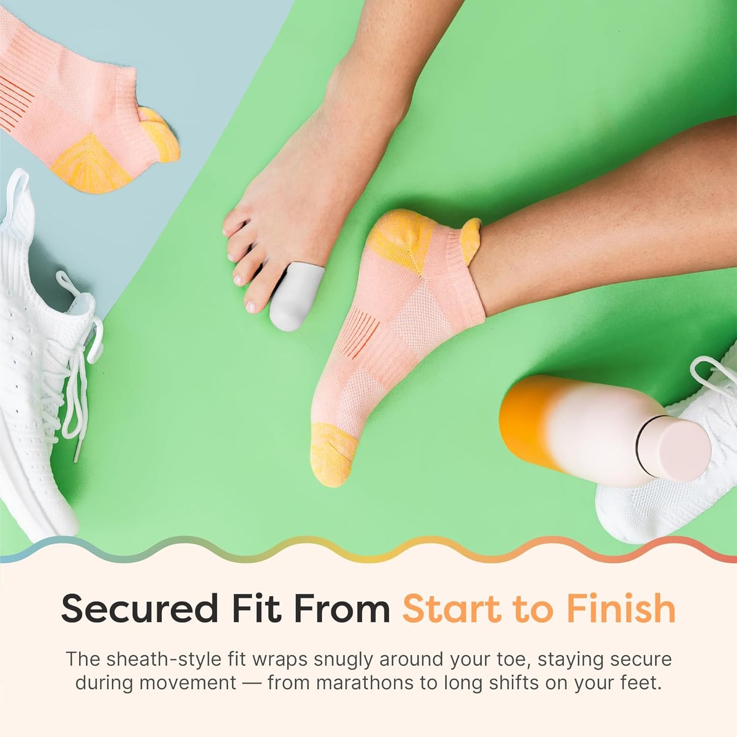 ZenToes 6 Pack Gel Toe Cap and Protector - Cushions and Protects to Provide Relief from Missing or Ingrown Toenails, Corns, Blisters, Hammer Toes (Large, White)