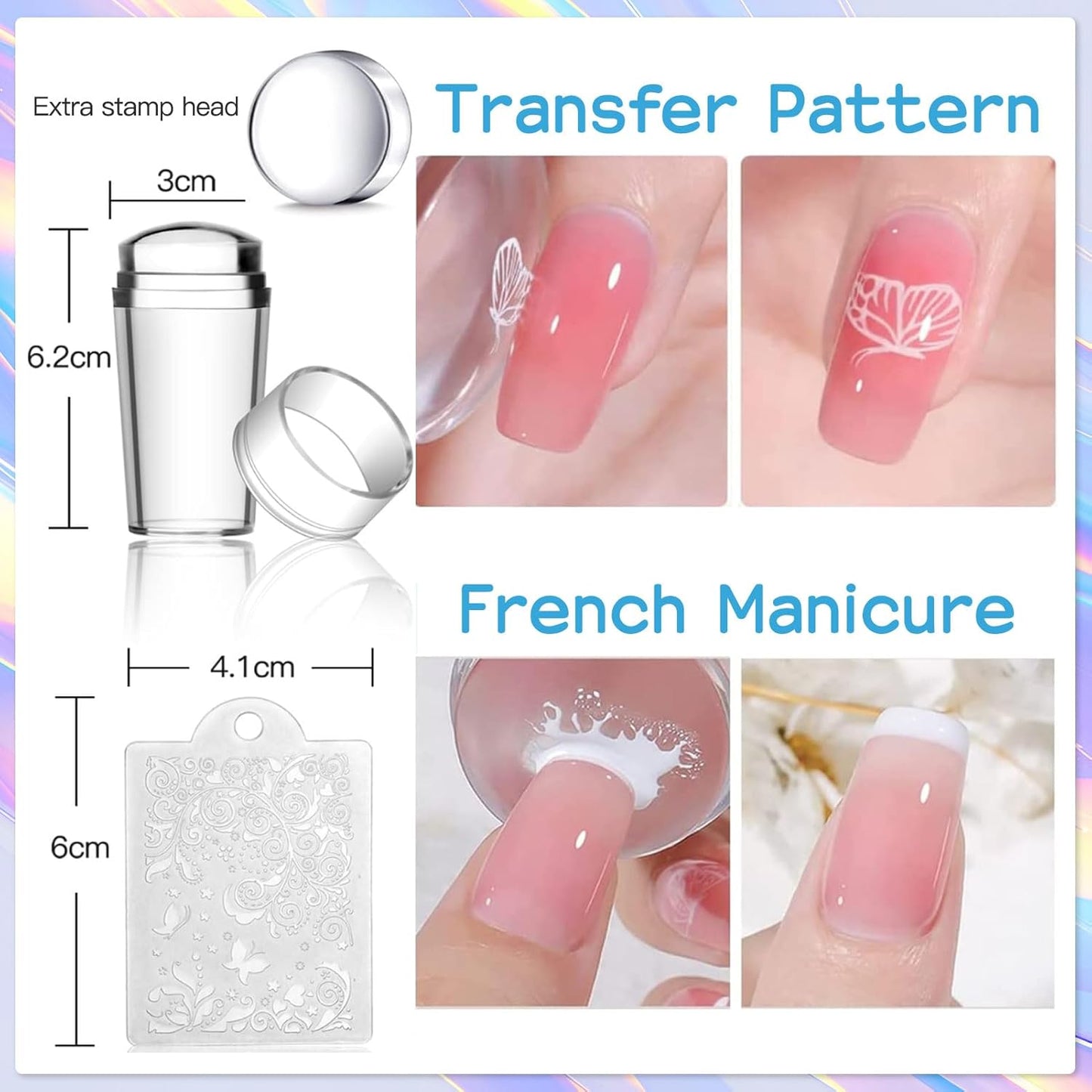 Biutee Nail Stamper Kit 12Pcs Nail Art Stamping Plate 8 Colors Stamp Polish Gel with Top Coat and Base Coat Set Silicone Stamper Scraper, Nail Stamp Plates Love Flower Butterfly Leaf Halloween Design