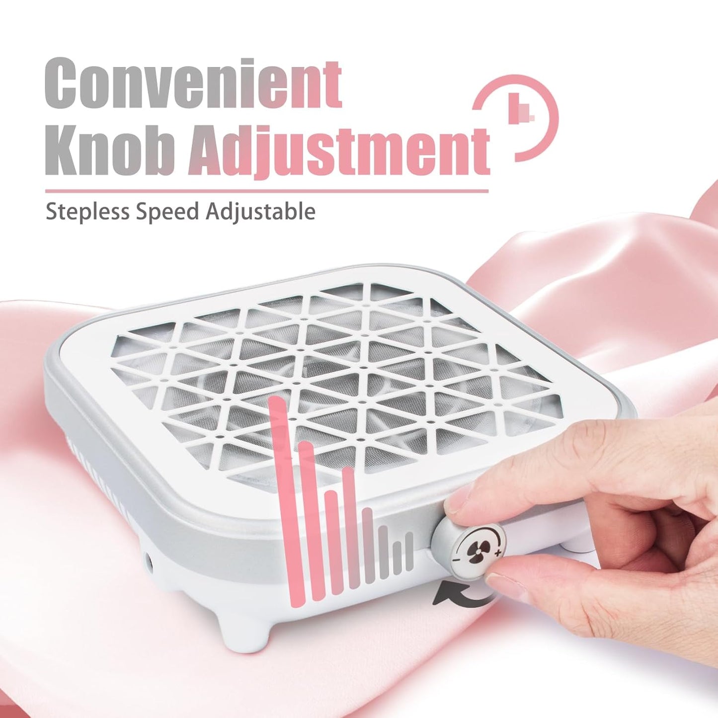 JAYWAYNE Nail Dust Collector for Nail Tech Powerful Nail Vacuum Cleaner with Stepless Speed Control and Disposable Filter Nail Fan Dust Collector Suitable for Acrylic Nails, Nail Salons and DIY