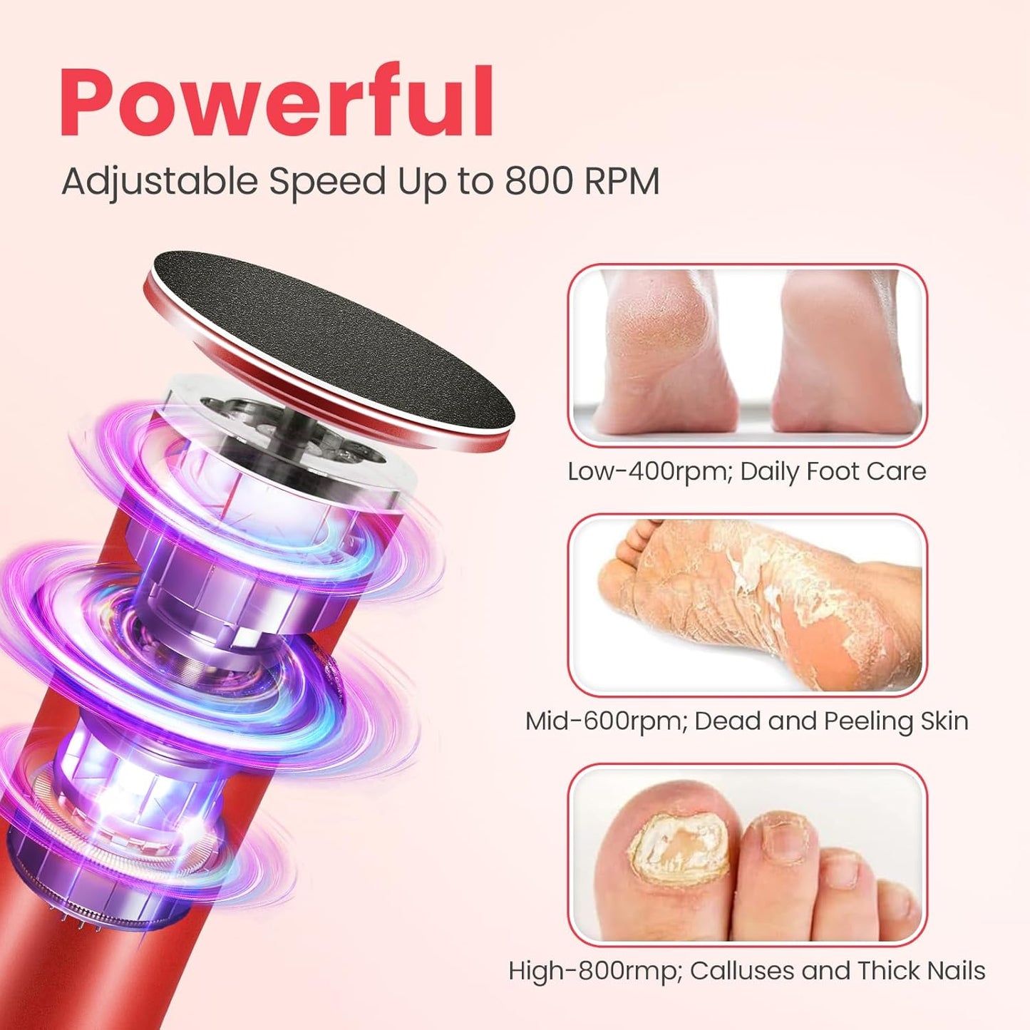 Electric Foot Callus Remover with 36 in 1 Pedicure Kit | Adjustable Speed | Mini Portable | 60 Pcs Sandpaper Discs | Professional Electric Callus Remover for Feet for Dead Skin and Calluses
