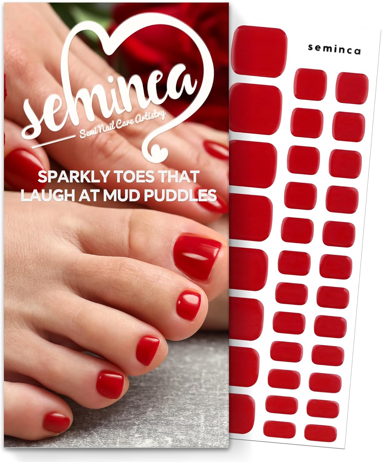 Semi Cured Gel Toe Nail Strips-at-Home Pedicure Essentials Cover Yellow Nails, Pedicure Essentials for Swimmers & Athletes(Red.Pedicure)