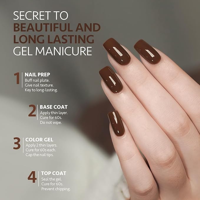 GAOY Brown Gel Nail Polish, 16ml Soak Off Gel Polish, UV Light Cure for Nail Art DIY Manicure at Home, 2016 Dark Brown