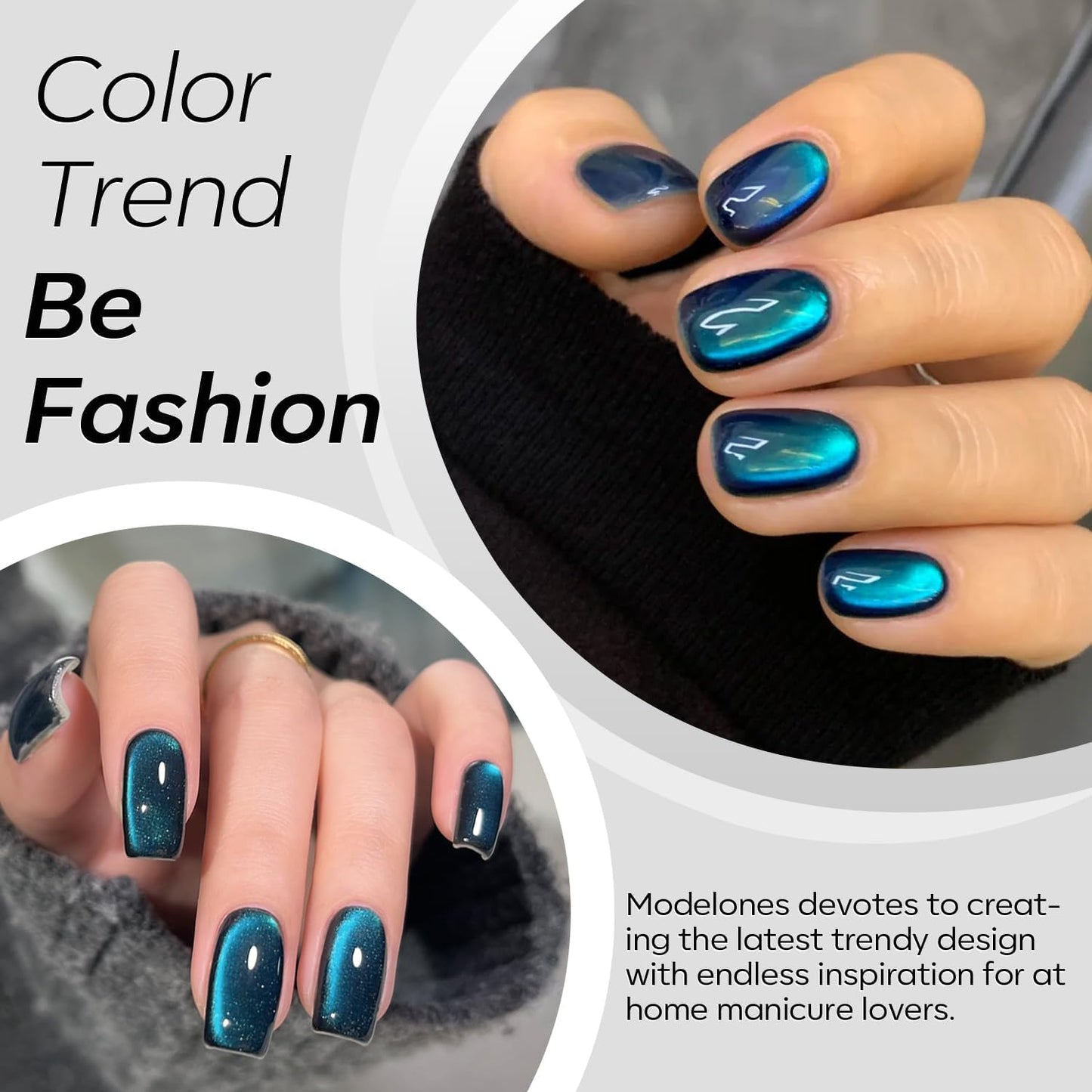 modelones Cat Eye Gel Nail Polish, 15ML Holographic 9D Glass Blue Cat Eye Glitter Multichrome Polish Peacock Blue Nail Polish with Magnet Soak Off Led Mani Top Coat Nail Art Gel DIY Salon Gift