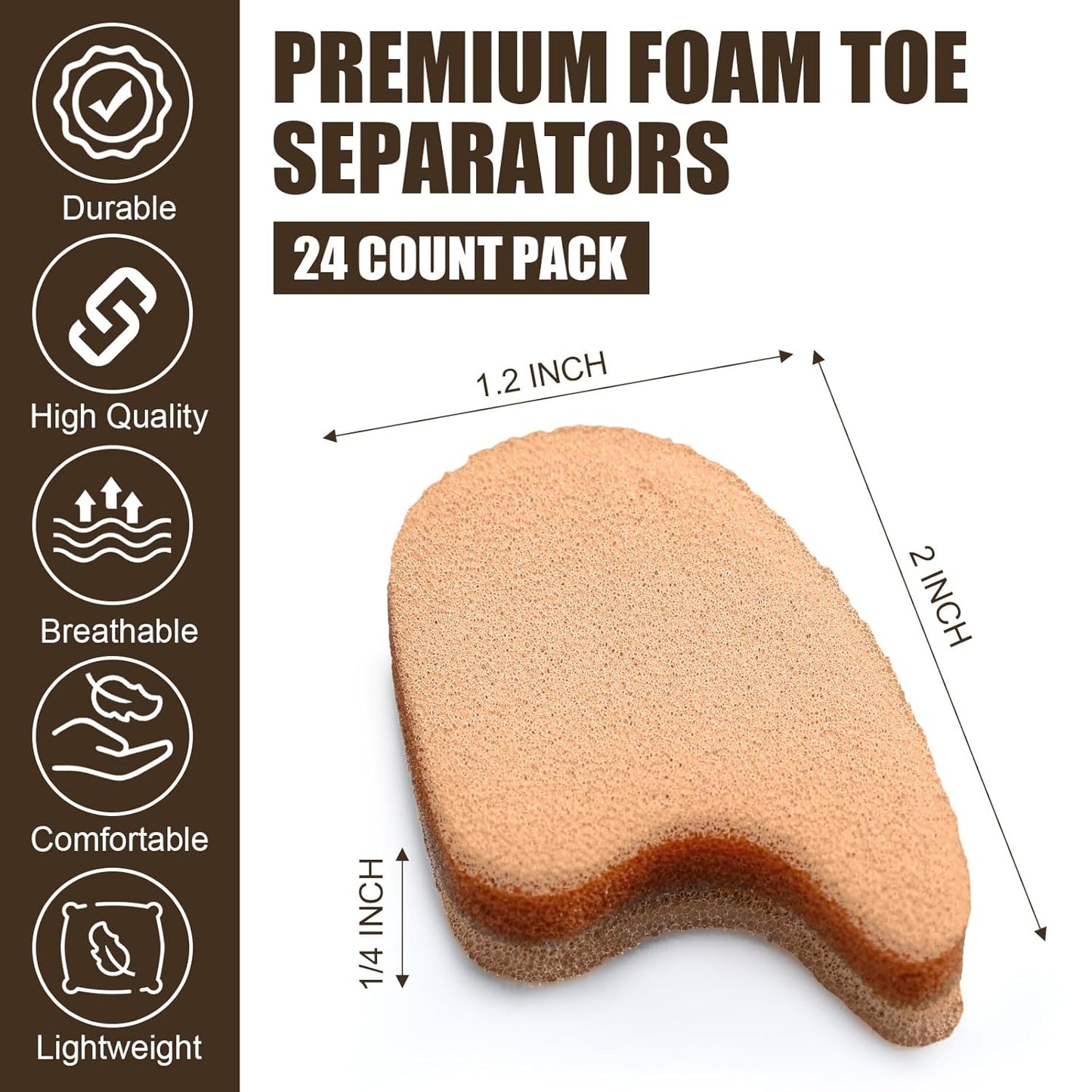 24 Pcs Foam Toe Separator for Corn, Blister, and Hammer Toe Gasket-Redress Overlapping Toes Relieve The Pain Prevent Friction and Release Pressure