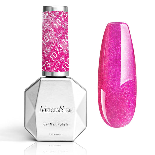 MelodySusie Hot Pink Glitter Gel Nail Polish,0.5fl oz Soak Off UV LED Hot Pink Jelly Shimmer Glitter Gel Polish Christmas Gift for Women Nail Art Manicure Salon DIY Nail Design Decoration at Home-1073