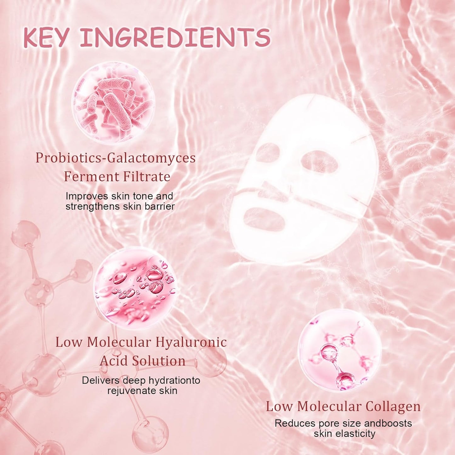 8 Pcs Collagen Real Deep Mask, Collagen Face Mask Overnight, Deep Hydrating, Anti Wrinkle Firming Lifting, Pore Minimizing, Elasticity Improvement, for All Skin Types, Gifts for Women