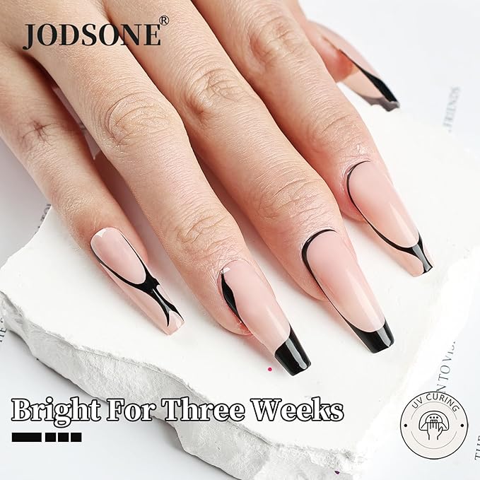 JODSONE 10ml Nail Art Gel Liner Black Gel Nail polish Need U V Lamp Cured with Thin Brush at Home Salon Design Gift for Girls