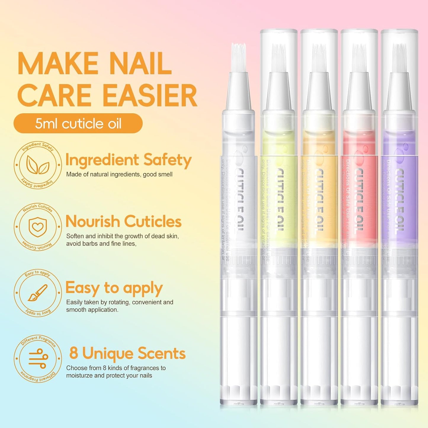 COSCELIA 8pcs Cuticle Oil Pen Bulk for Nails Polish Repair Pen Nail Nourishment Polish with Vitamins to Nourish and Moisturize Skin for Cuticle Nail Care