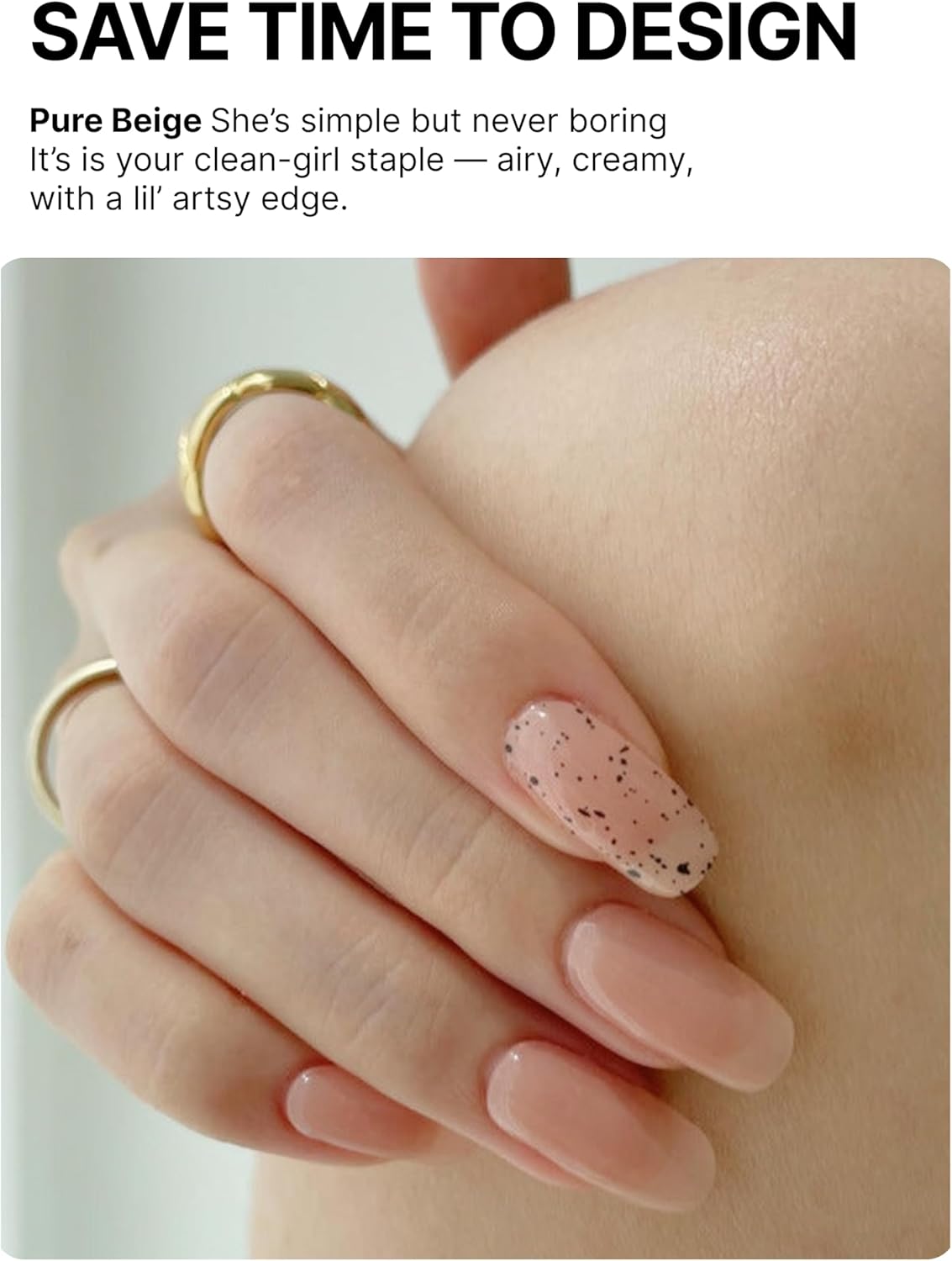 UUUUUU Semi Cured Gel Nail Strips | Salon-Quality | UV Free Gel Nail Wraps for Women | Easy Peel&Stick | Long-Lasting up to 14 Days | 28 Strips Set+File & Wipes | Gift-Ready (UGN076 - Pure Beige)