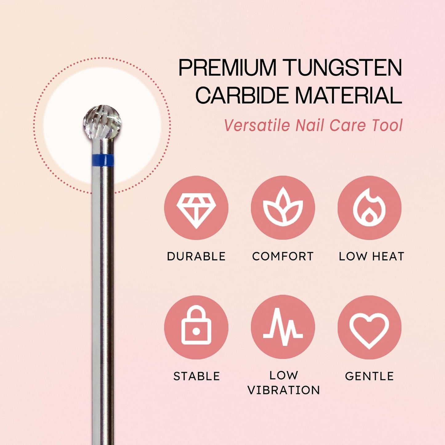 PANA 3/32" Carbide Cuticle Nail Drill Bit for Cuticle Cleaning, Dead Skin Removal, Gel Polish & Acrylic Removal, Under Nail Cleaner, Nail Salon, Manicure Tools (Small Ball Head - Silver, Medium)