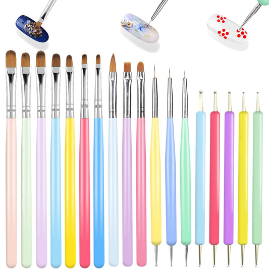 WOKOTO 18 PCS Nail Art Brushes Set Gel Polish Nail Art Design Pen Painting Tools For Acrylic Nails Art Painting Brush Fingernail Brush Nail Cleaning Brush Nail Art Liner Brush And Nail Dotting Pen