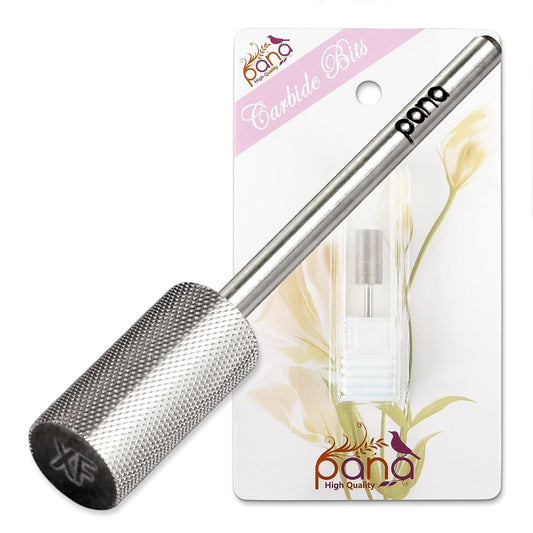 PANA Flat Top Large Barrel 3/32" Shank Size - (Silver, Extra Fine Grit) - Fast remove Acrylic or Hard Gel Nail Drill Bit for Manicure Pedicure Salon Professional or Beginner
