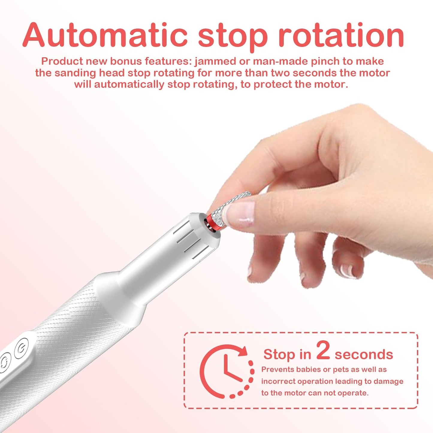 Portable Electric Nail Drills,Professional Nail Drill File Kit for Acrylic,Manicure and Pedicure Sets for Grinding,polishing and Trimming,Rechargeable Pedestal Nail Polisher. White