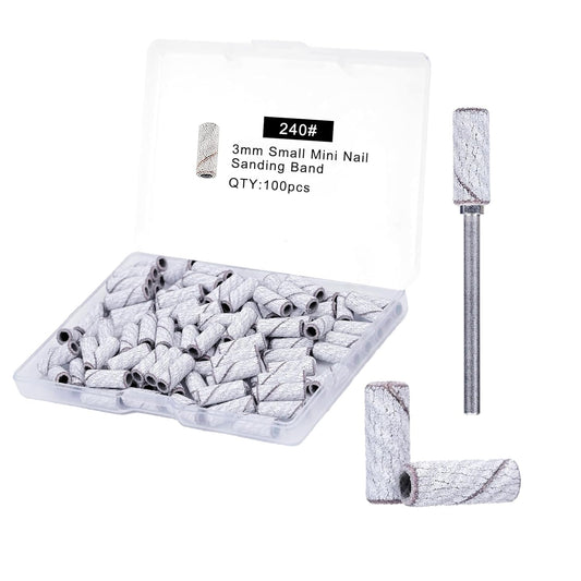 100 Pcs Nail Drill Bits Sanding Bands for Nail Drill, Nail Tips for Drill Bits Nail Tech,240 Fine Grit Nail File Sanding Bands for Acrylic Nails Gel Manicures and Pedicure, Zebra