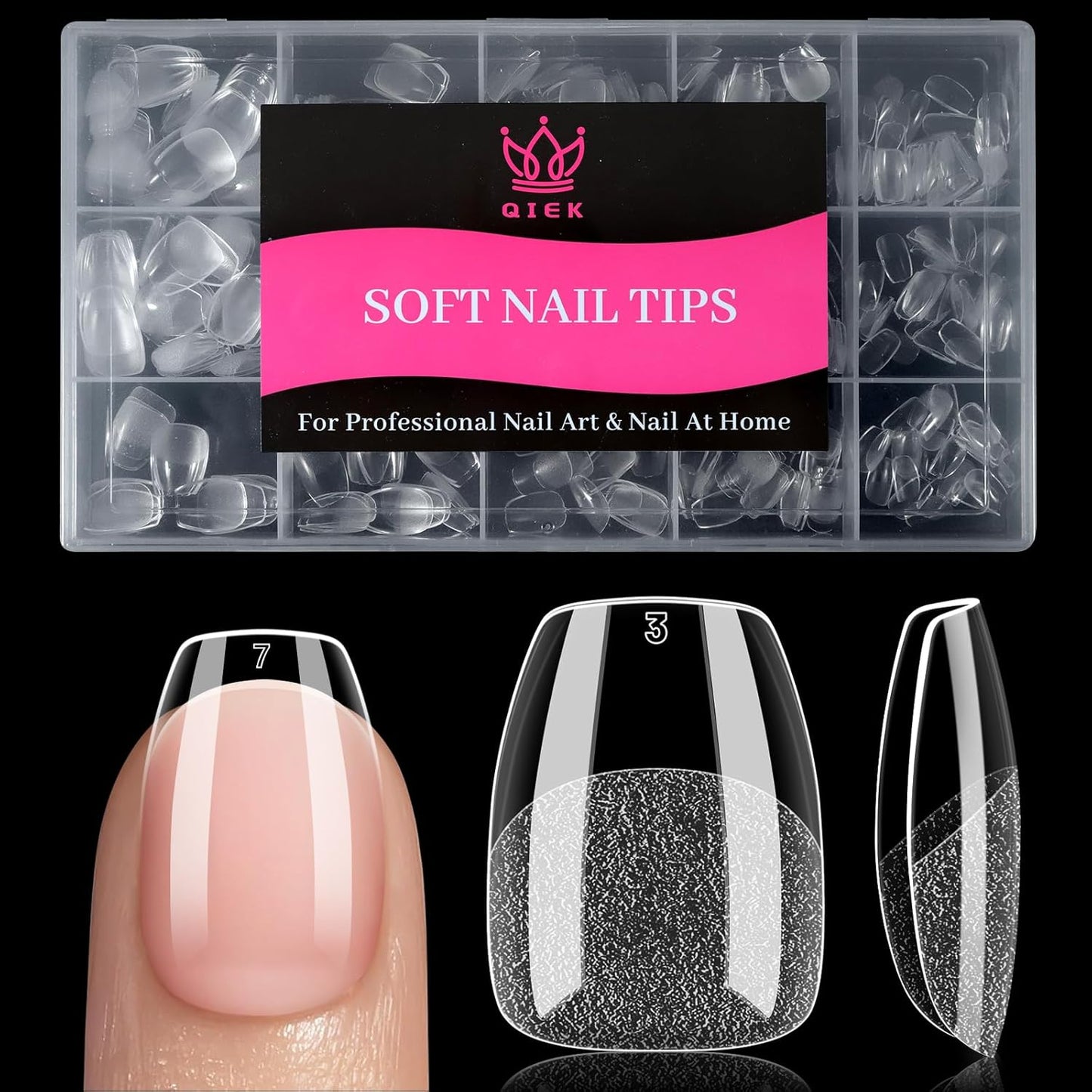 Extra Short Coffin Fake Nail Tips, 15 Sizes 240 PCS Clear Half Matte Press On False Nail Pre-shaped Half Soft Cover Gel Nail Tips Extensions Thick Long Lasting for DIY Beginners & Salon Manicure