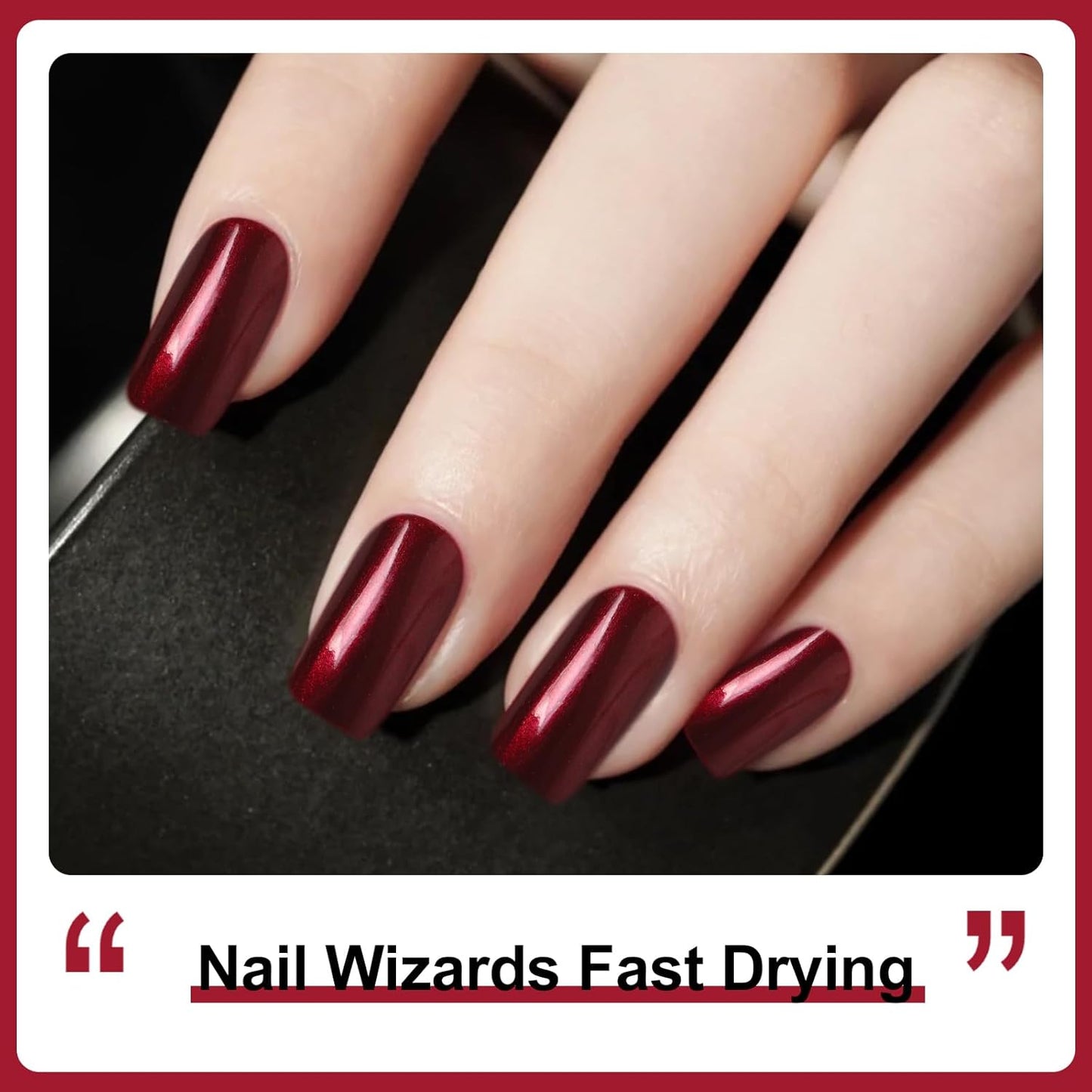 Major Dijit Quick Air Dry Nail Polish Glitter Dark Red Regular Nail Polish Non UV Gel Hema 0.34 fl oz.