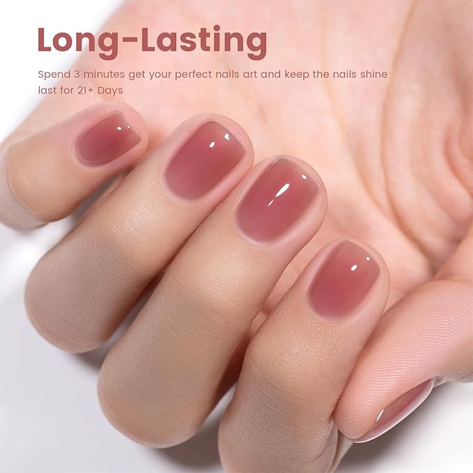 RARJSM Nude Gel Nail Polish Dark Pink Neutral Skin Tone Sheer Jelly Gel Polish 1PC 15ml Single Bottle Cream Transparent Pink Nail Gel Polish Soak off UV LED Cured for Home Salon DIY Manicure