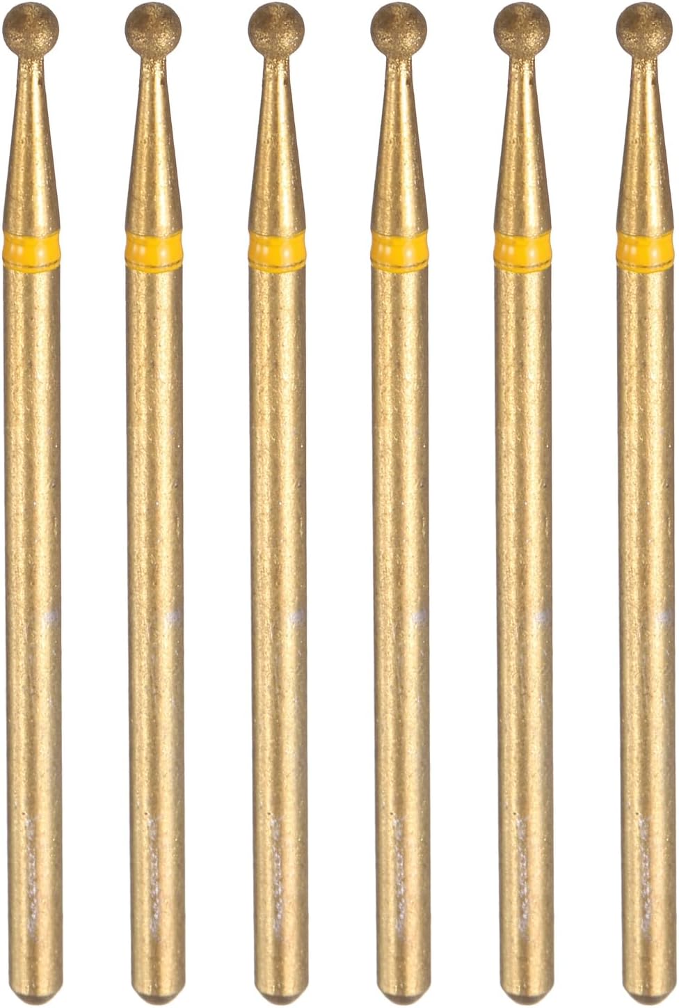 HARFINGTON 6pcs 325-400 Grits Diamond Grinding Bit 2.3mm Ball Head 2.35mm Shank 2.3mm Length Titanium Plated Stone Sanding Drill Bits Rotary Tool for Nails Grinding Polishing