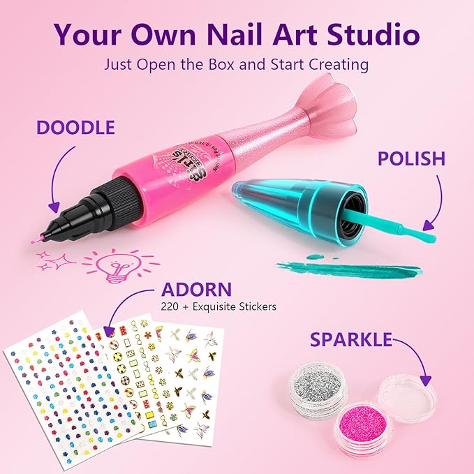 Kids Nail Polish Set for Girls - Girl Gift - Nail Kit for Kids Ages 7-12, Non-Toxic Nail Polish Set with Nail Dryer, Girl stuff for Spa Makeup Manicures, Birthday Gifts for Girls Toy 6 7 8-12